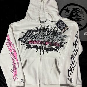 Hellstar White Zip Up Sweater